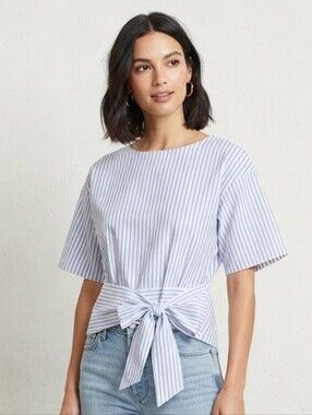 Current Air Blue and White Striped Blouse